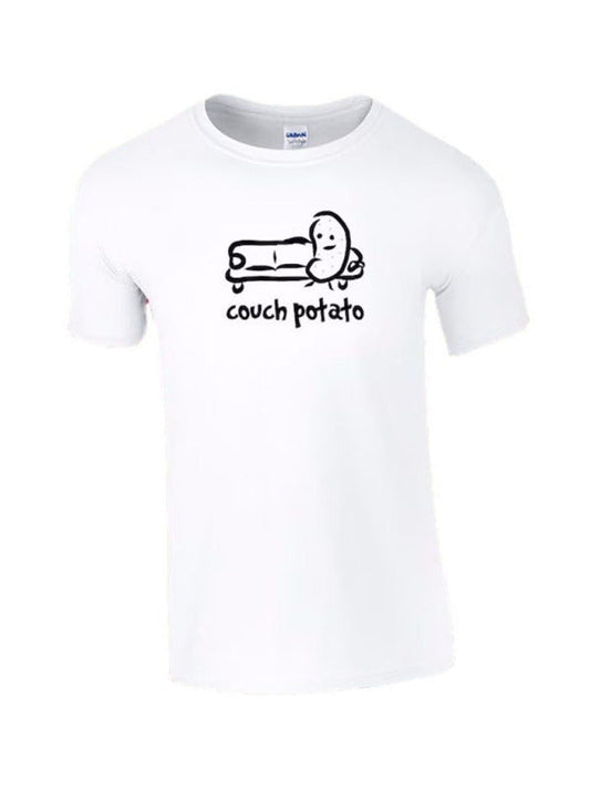 Men's COUCH POTATO Print Short Sleeve Round Neck T-Shirt Parent-child Wear