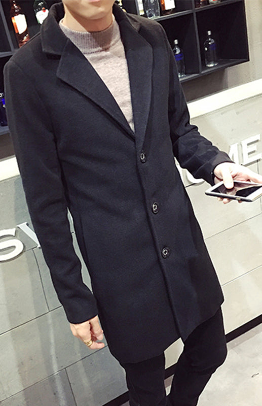 Men's Long Woolen Coat