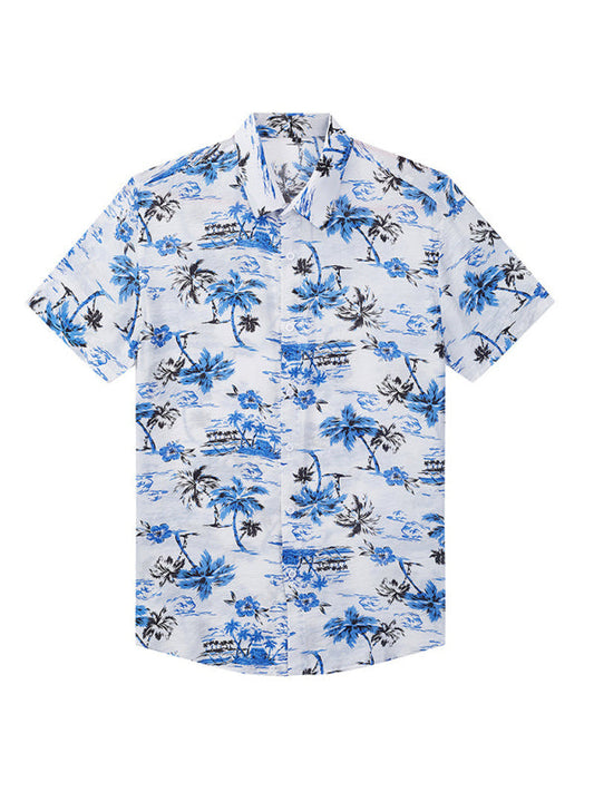 Men's Hawaiian Shirt Short Sleeves Printed Button Down Summer Beach Dress Shirts