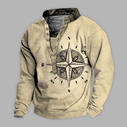 Men's Arrow Compass Print Long Sleeve T-Shirt