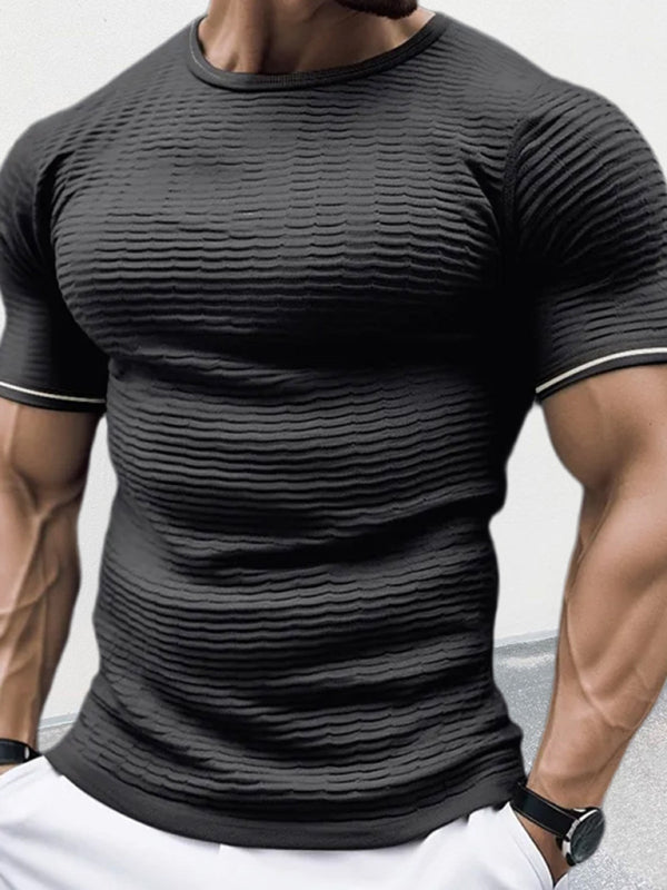 Men's round neck short sleeve slim fit knitted T-shirt