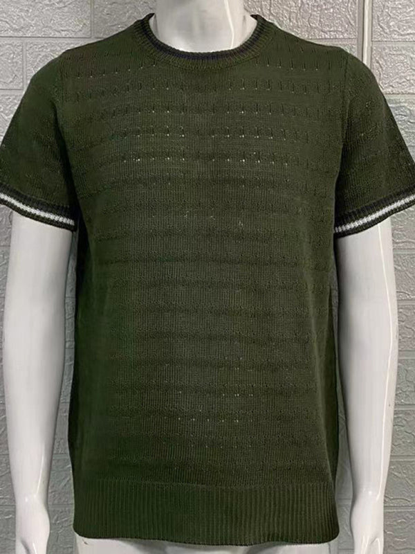 Men's round neck short sleeve slim fit knitted T-shirt