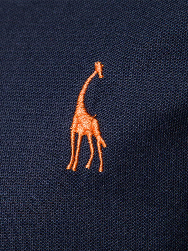 Men's short-sleeved lapel polo with deer embroidery