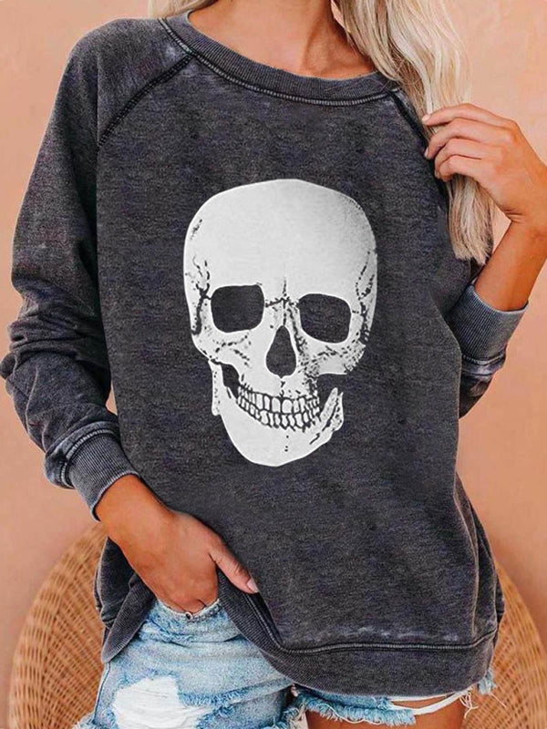 Women's Raglan Sleeve Loose Halloween Themed Print Top