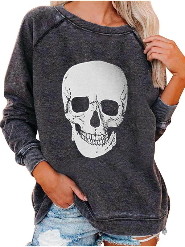 Women's Raglan Sleeve Loose Halloween Themed Print Top