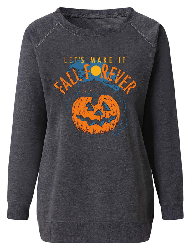 Women's Raglan Sleeve Loose Halloween Themed Print Top