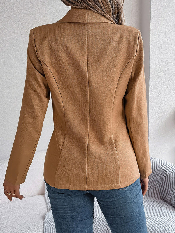 Feminine solid color long-sleeved one-button blazer