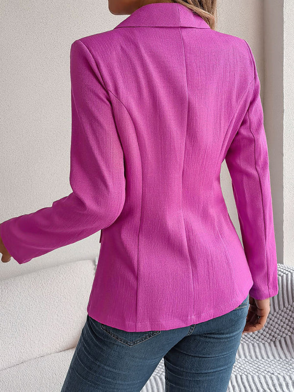 Feminine solid color long-sleeved one-button blazer