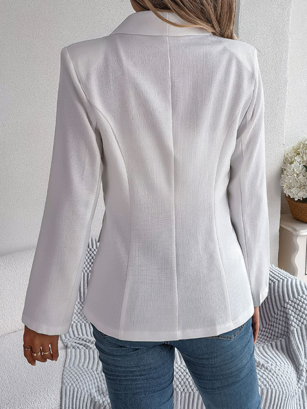 Feminine solid color long-sleeved one-button blazer