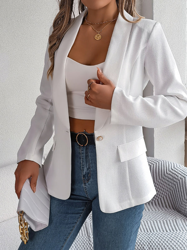 Feminine solid color long-sleeved one-button blazer