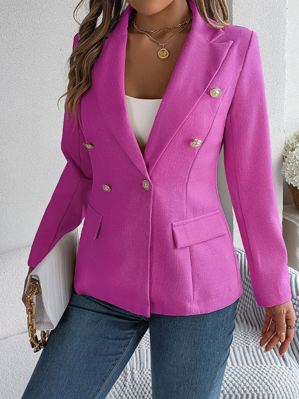 Feminine solid color long-sleeved double-breasted suit