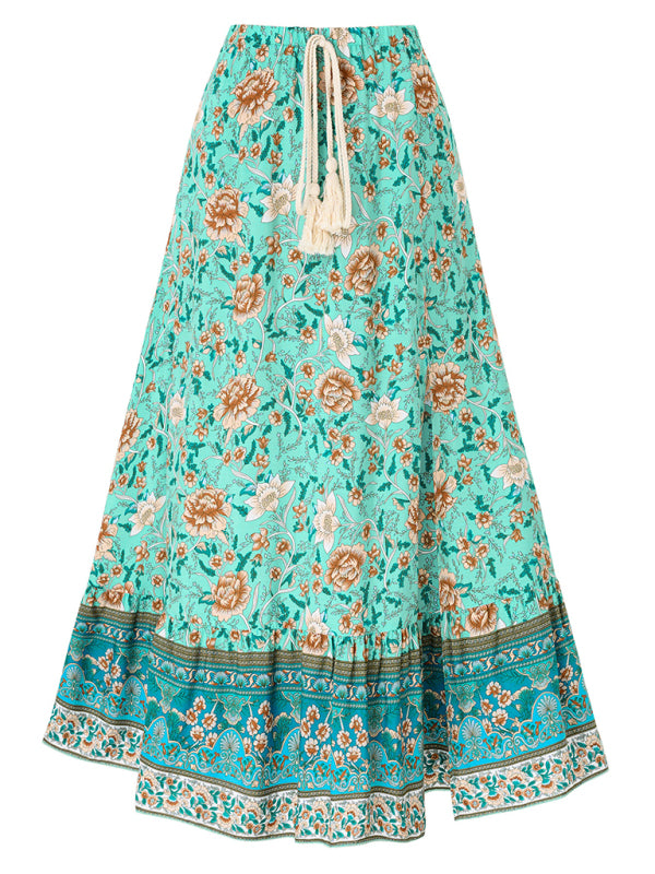 Women's New casual bohemian drawstring skirt