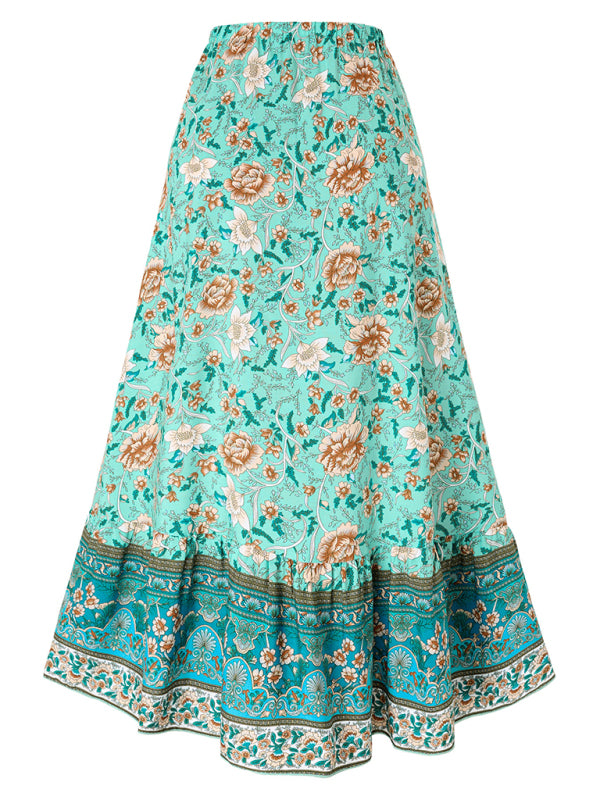 Women's New casual bohemian drawstring skirt