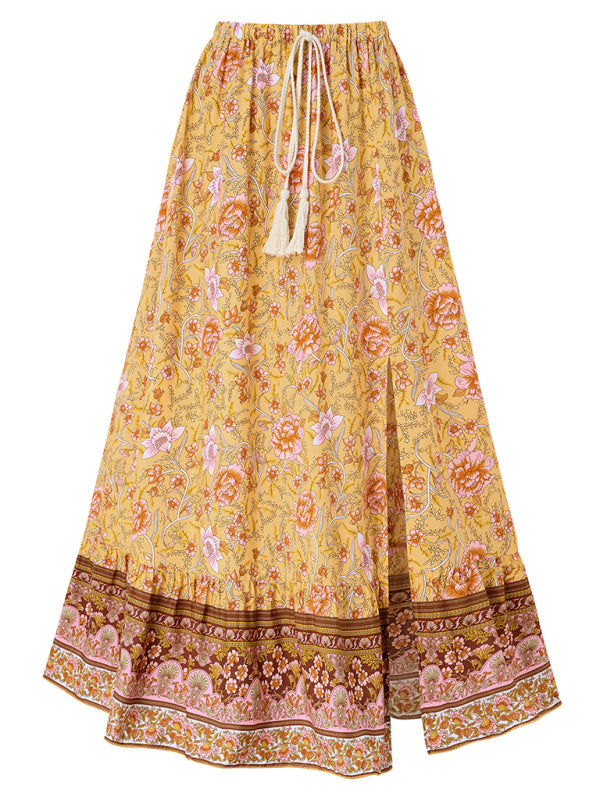 Women's New casual bohemian drawstring skirt