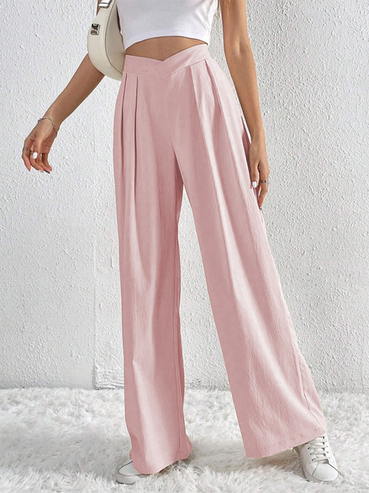 Women's Commuter Style Pleated Wide Leg Trousers