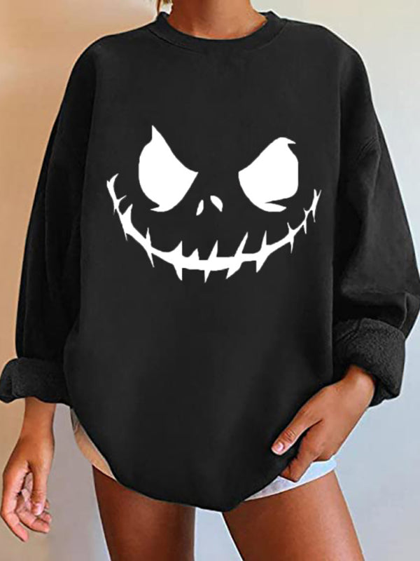 Women's Halloween casual loose long-sleeved pullover sweatshirt top