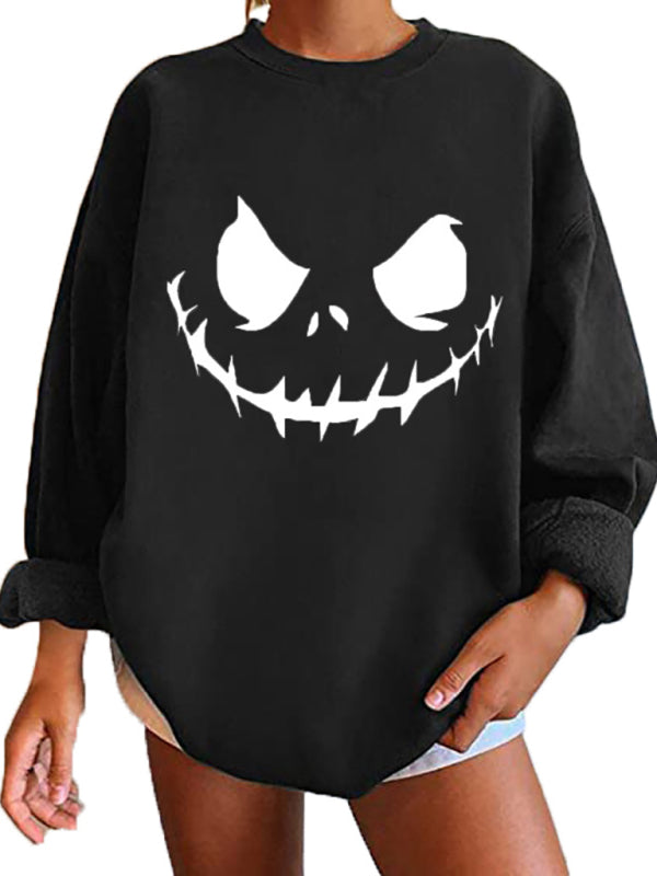 Women's Halloween casual loose long-sleeved pullover sweatshirt top