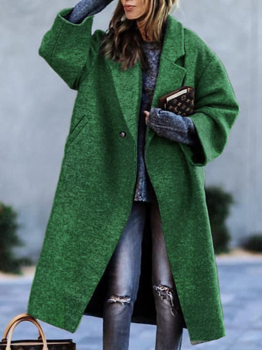 Women's new temperament commuting beltless lapel loose woolen jacket