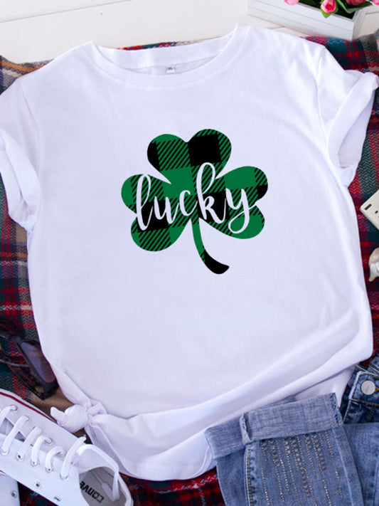 New Women's St. Patrick's Day LUCKY Short Sleeve T-Shirt