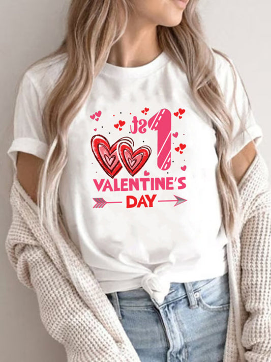 Women's Valentine's Day short-sleeved top