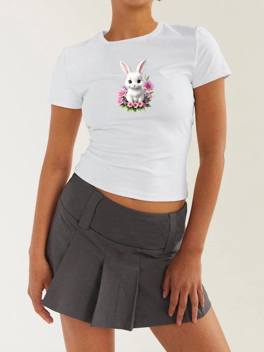 Women's new Easter egg bunny T-shirt