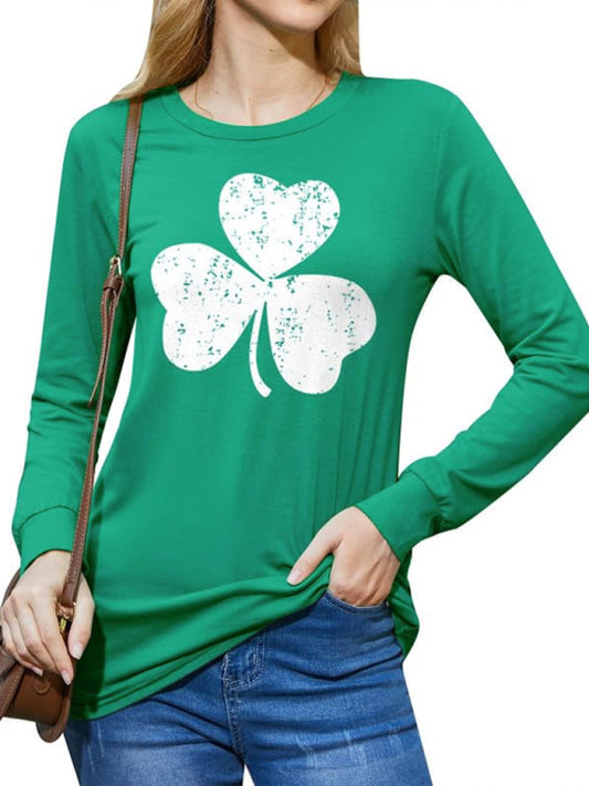 Women's Green Clover Knitted Top